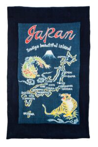 藍染筒描「Japan indigo beautiful island」 〜藍色が美しい島国 日本〜
